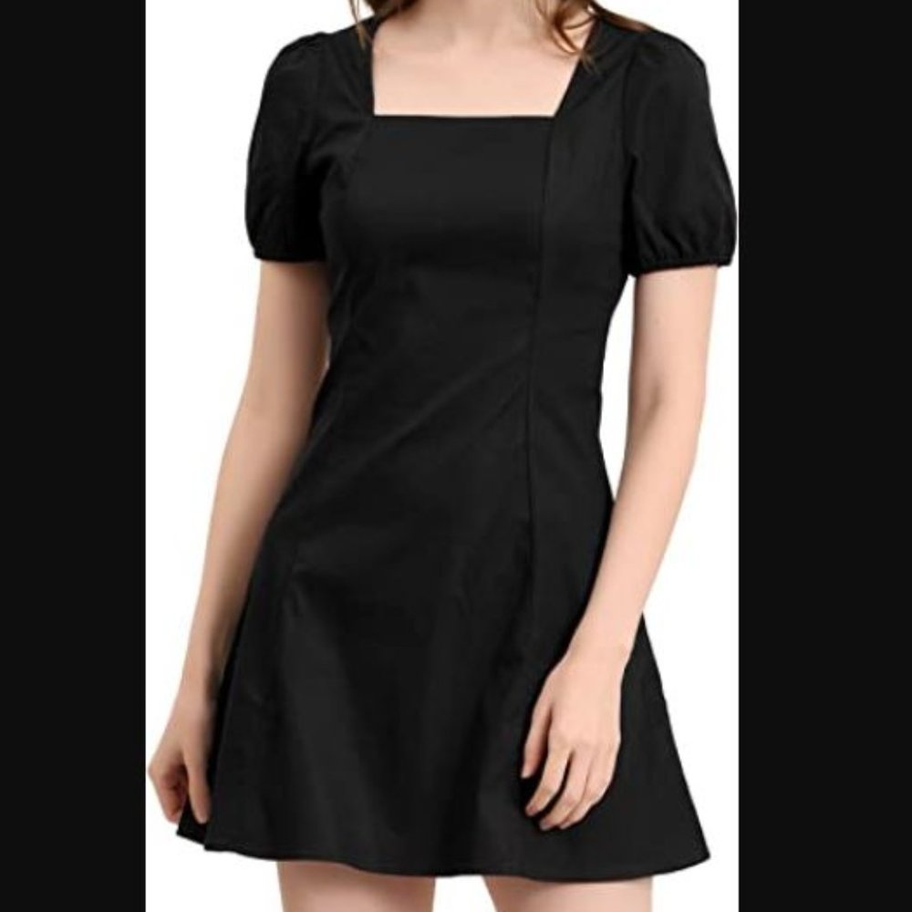 Puff Sleeve Square Neck Dress